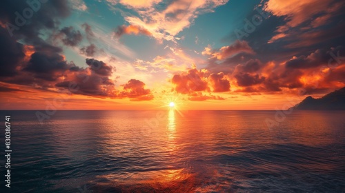 Sunset over the ocean.