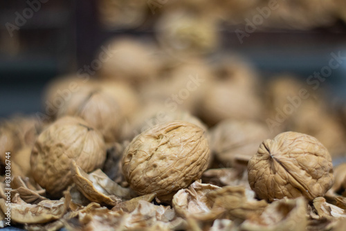 walnuts on a wooden table