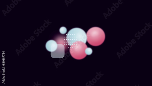 Dark background with peach pink color bubbles in glass morphism style © StockByHelowpal