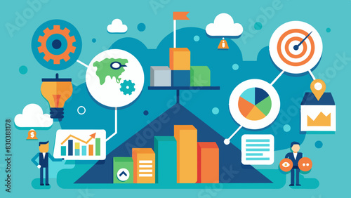Vector de infografía empresarial, estadística, economía y administración