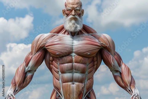 Anatomy of human muscles: comprehensive visual representation revealing intricacies and functionality of the muscular structure, an educational resource for medical studies and fitness enthusiasts.