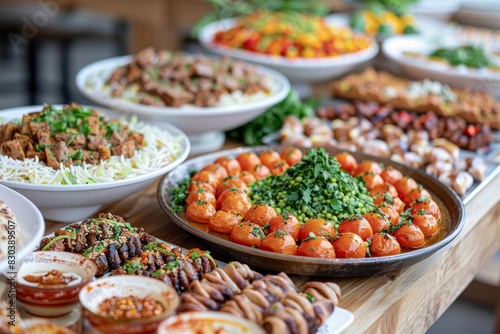 Wide Variety of Traditional Ramadan Dishes Served on a Festive Table photo