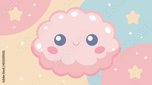 Personaje lindo, sonriente, tierno y caricaturesco rosa 