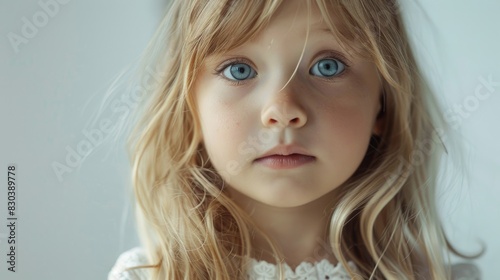 A sweet young girl with captivating blue eyes. Suitable for various projects