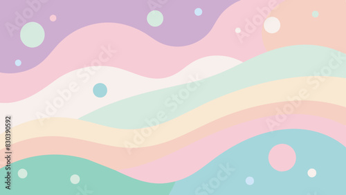 Ondas pastel, líneas, formas y círculos abstractos