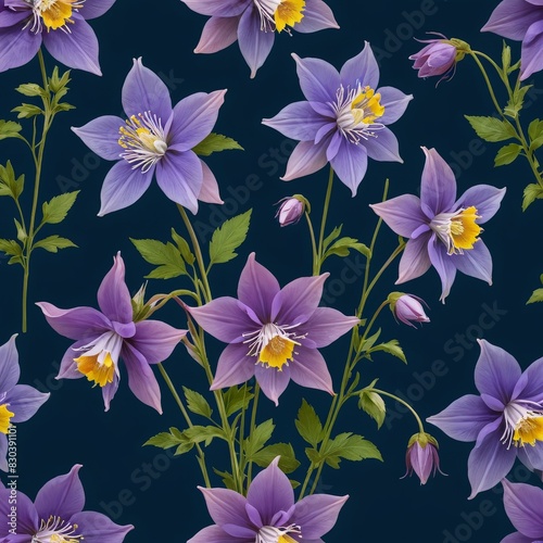 Purple and Yellow Flowers on a Deep Blue Background