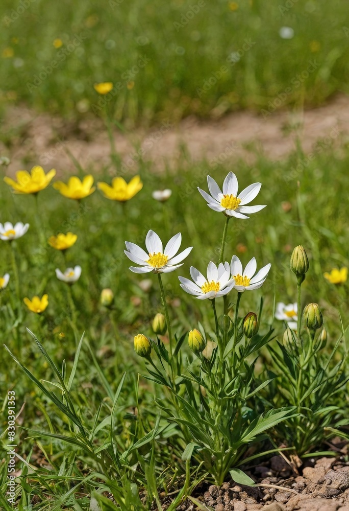 White Flowers in a Field of Green Grass White Flowers in a Field of Green Grass