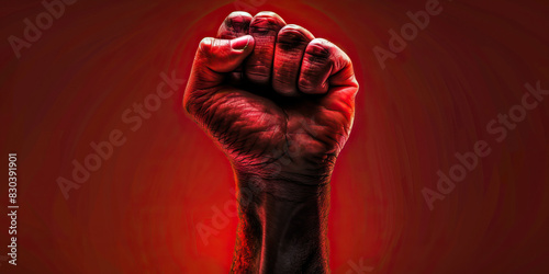 Fist of Defiance: A powerful, defiant fist rising into the air, symbolizing the strength and resilience of those who dare to stand up against oppression and fight for change