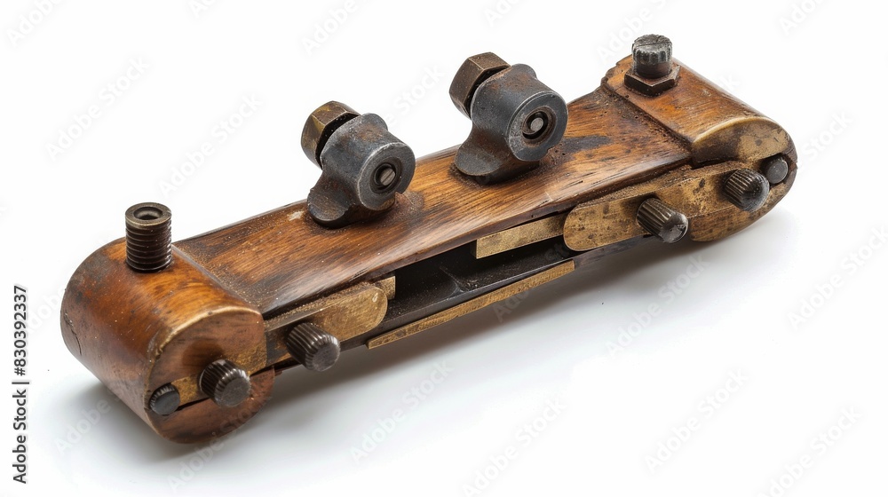 Detailed view of a spokeshave guide, isolated on a white background Detailed view of a spokeshave guide, isolated on a white background
