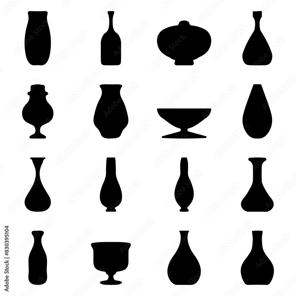 Vase icon set. Pottery vector Vase icon set. Pottery vector