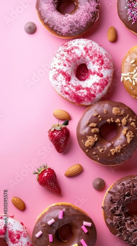 Donut sweet cake chocholate on paper box delivery copy space background