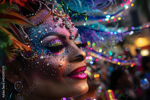 Vibrant artistic expression: drag queens of different races and nationalities showcasing their unique beauty through vibrant and bold makeup in a touching picture