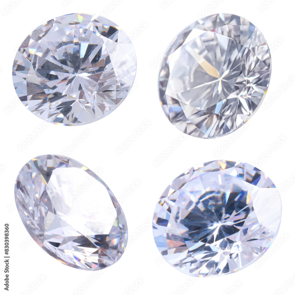 Beautiful dazzling diamonds on white background, set Beautiful dazzling diamonds on white background, set