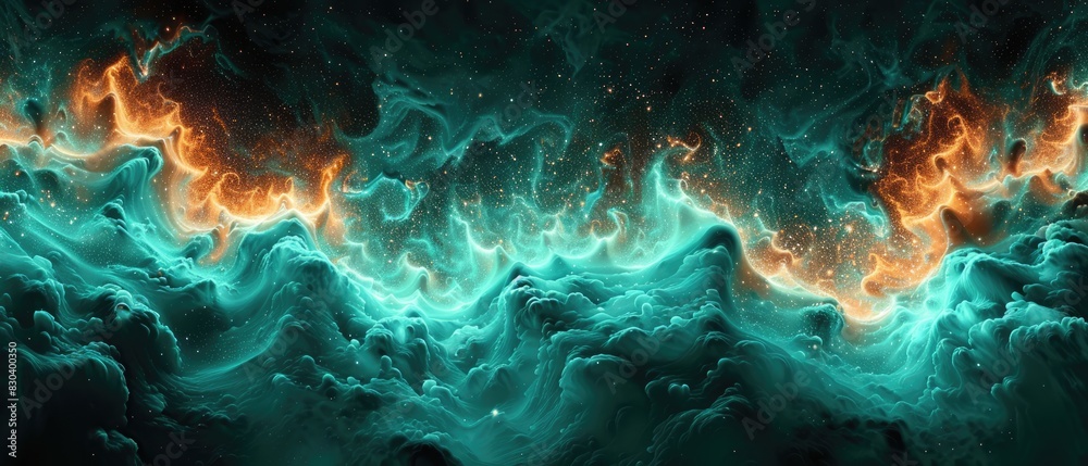 Elegant Teal and Orange Marbling Swirls Background Design Elegant Teal and Orange Marbling Swirls Background Design