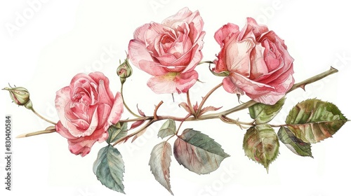 Antique Roses Watercolor Artwork English Rose Drawing for Greeting Cards Print and Design Projects
