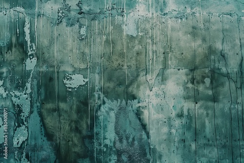 Abstract Weathered Concrete Wall with Greenish Stains