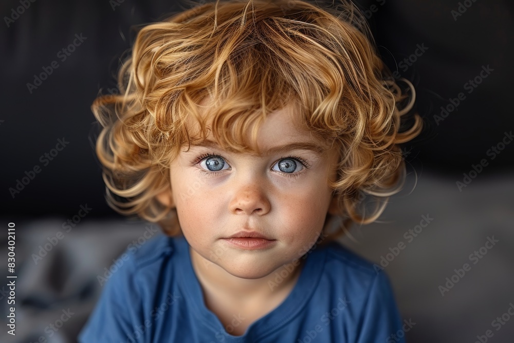 A captivating close-up portrait of a young child with beautiful curly hair and striking blue eyes, displaying a thoughtful expression in a serene environment A captivating close-up portrait of a young child with beautiful curly hair and striking blue eyes, displaying a thoughtful expression in a serene environment