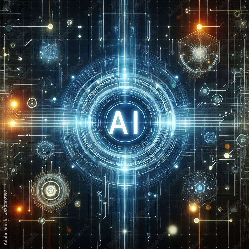Obraz premium Intelligent Automation, High-Tech, Cyberworld, Wall Covering, Electronic Brain, Symbol, Progressive, Numerical Data, Internet Space, Computational Mind