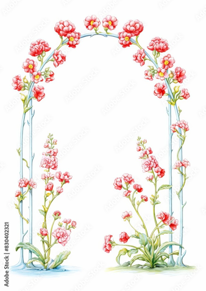 Kalanchoe Edge, Watercolor Floral Border, watercolor illustration, isolated on white background