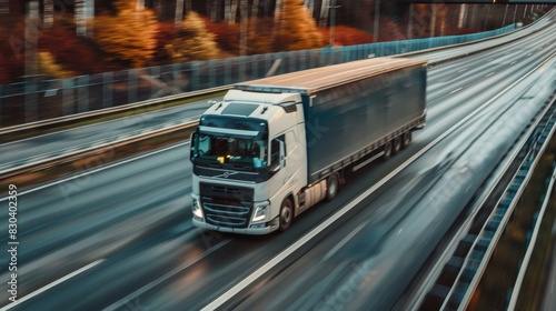 Modern Semi-Truck on a Highway in Winter