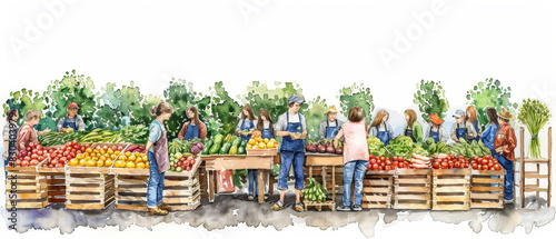 Outdoor Farmers Market with Fresh Fruits and Vegetables