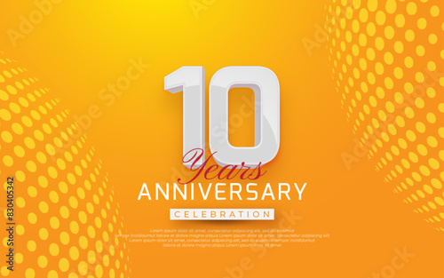 Anniversary celebration illustration. number 10 with style 3d on yellow background