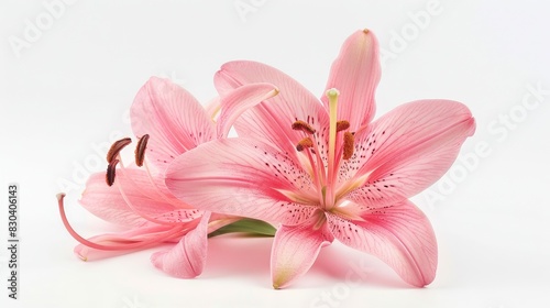 Pink Lily on White Background