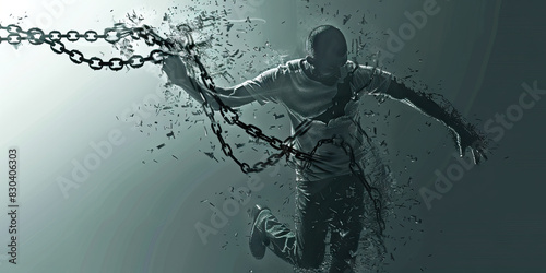 The Emancipation of Thought: A figure breaking free from mental constraints, symbolizing the pursuit of knowledge and unrestricted creativity.