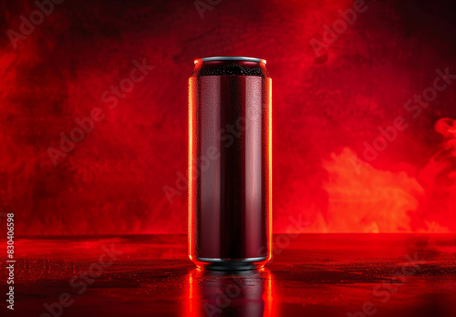 Photo of aluminum red   black soda can   soft drinks    energy drink cans   beer cans 3D rendering