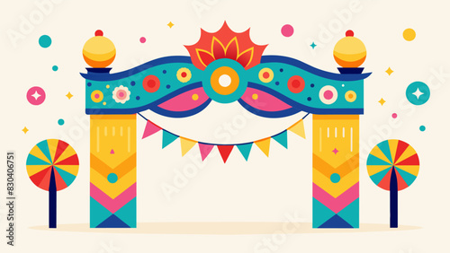An array of colors and patterns on a banner making the entrance feel like a welcoming and cheerful opening ceremony.. Vector illustration