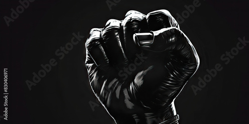 Rebel (Black): A silhouette of an individual holding an uplifted hand, embodying the spirit of defiance and rebellion.