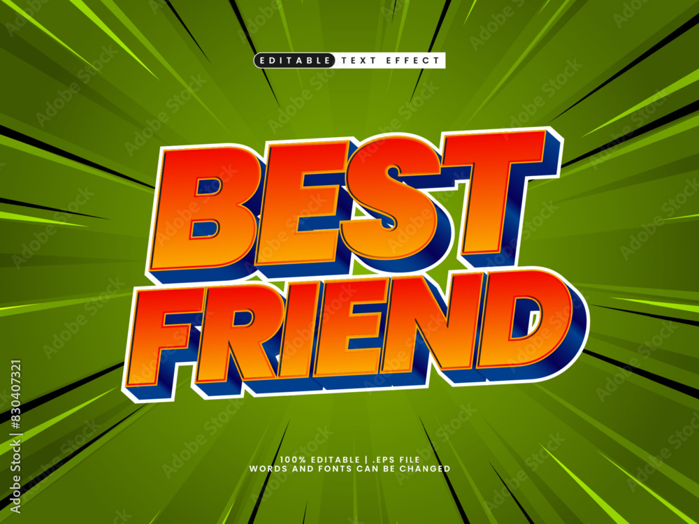 Fototapeta premium best friend editable text effect in game and action text style