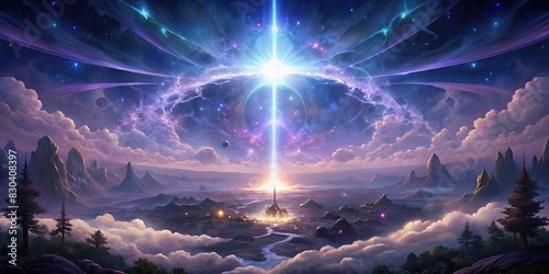 Mystical sky radiating angelic energy photo