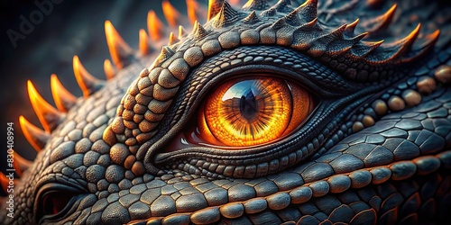 Close-up of a menacing fantasy dragon eye staring intensely