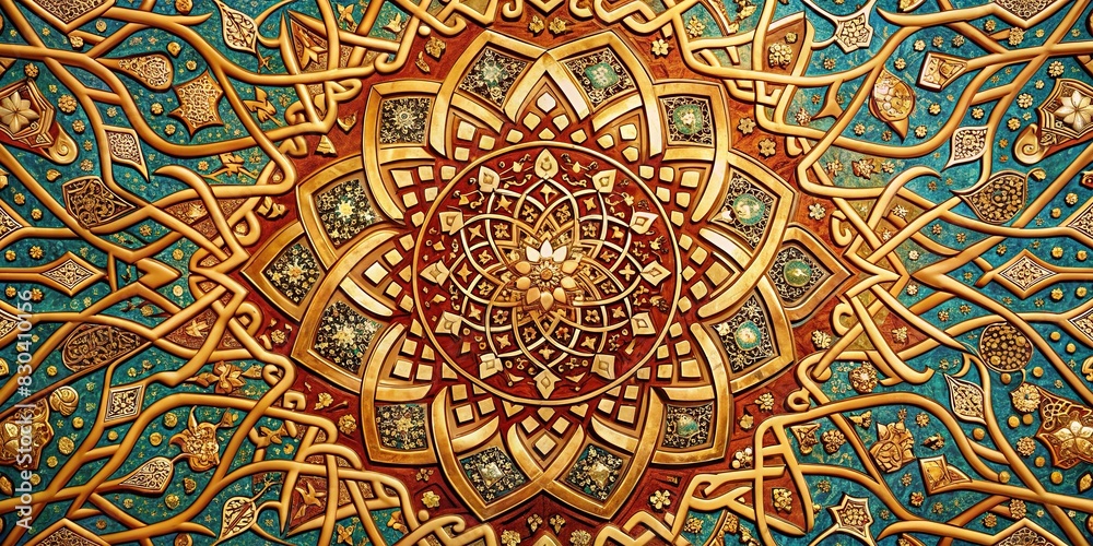 Abstract generative of Islamic calligraphy pattern with intricate details