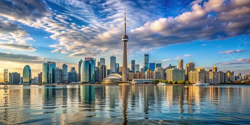 A stunning view of the Toronto skyline from the waterfront