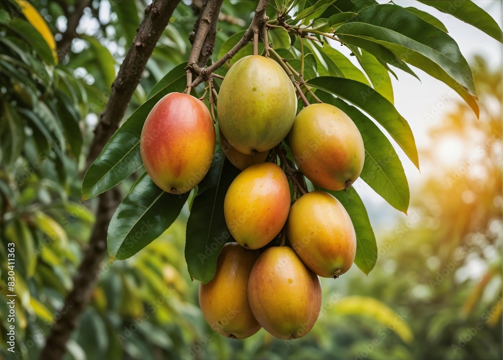 Fresh mangos Hanging from Tree Branches
Fresh mangos Hanging from Tree Branches
