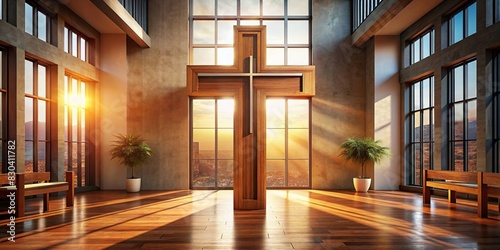 Realistic of a Christian cross indoors