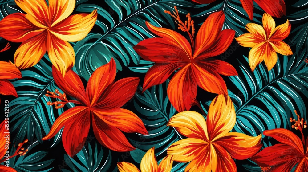Abstract exotic flowers backgrounds pattern