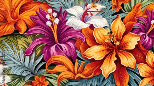 Abstract exotic flowers backgrounds pattern
