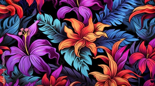 Wallpaper Mural Abstract exotic flowers backgrounds pattern Torontodigital.ca