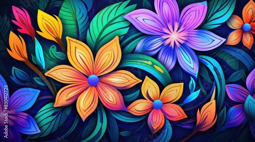 Abstract exotic flowers backgrounds pattern