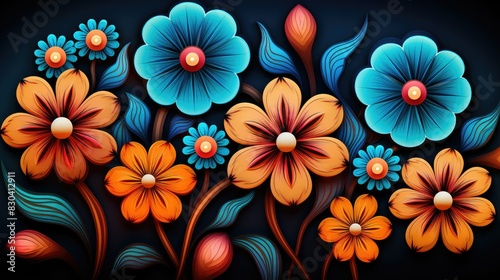 Abstract exotic flowers backgrounds pattern