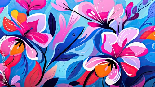Abstract exotic flowers backgrounds pattern