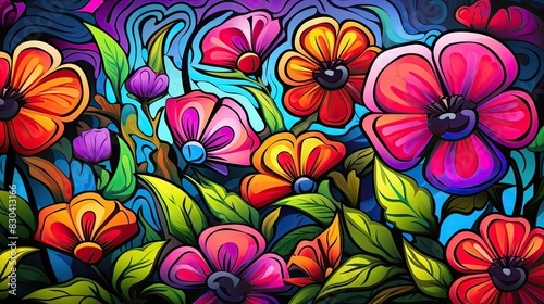 Abstract exotic flowers backgrounds pattern