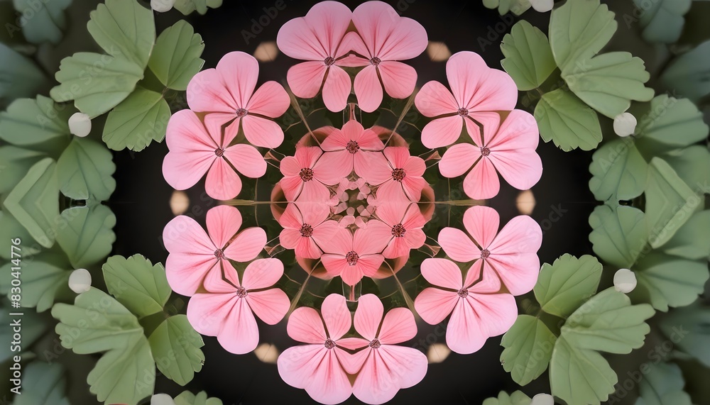 a beautiful and intricate floral mandala design. pink geranium a beautiful and intricate floral mandala design. pink geranium