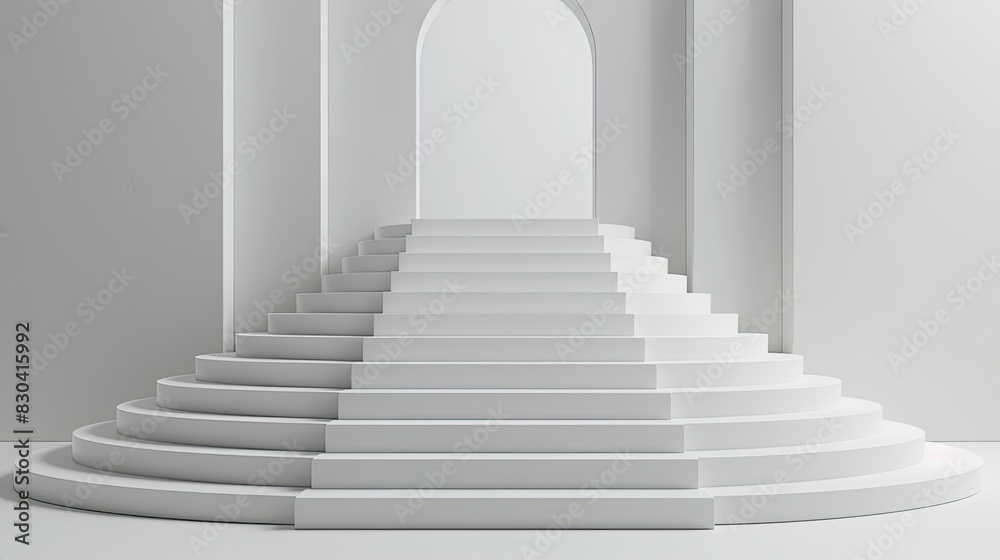 Fototapeta premium 3d minimalist clean and white beigie empty podium
