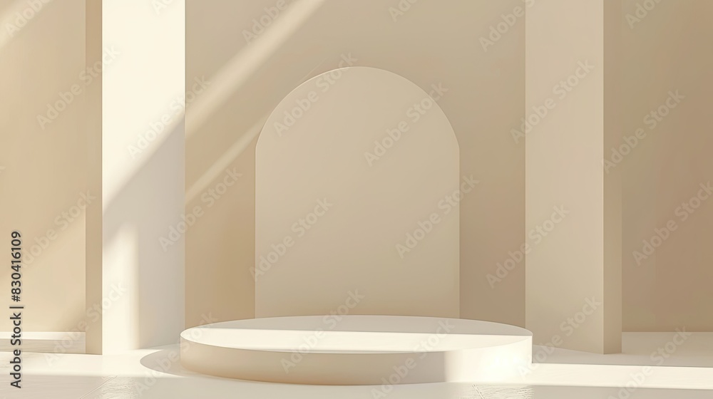3d minimalist clean and white beigie empty podium 3d minimalist clean and white beigie empty podium