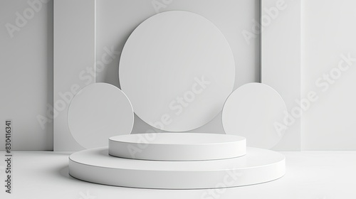 3d minimalist clean and white beigie empty podium