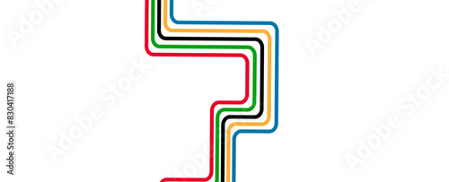 Abstract wavy stripes of Olympic games colors. Banner, flyer, card, cover or backdrop with colorful stripes symbol and copy space for text. Olympic Sports. vector illustration